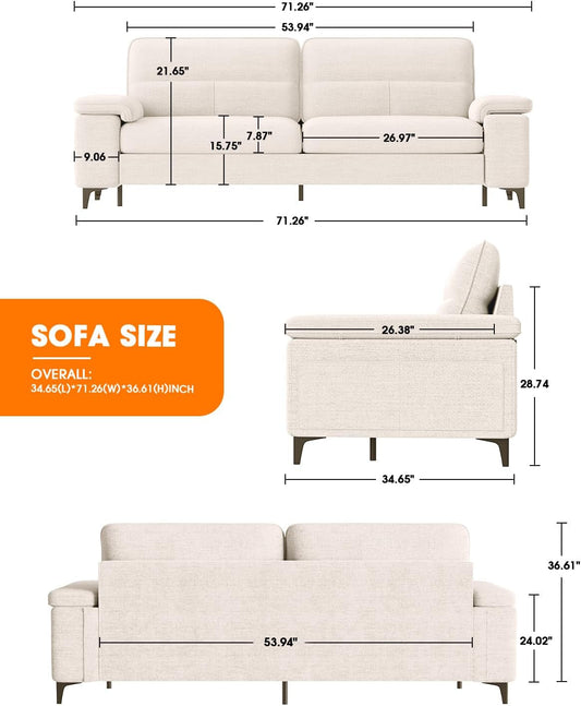 Beige Loveseat with Removable Cover (71.25")-1