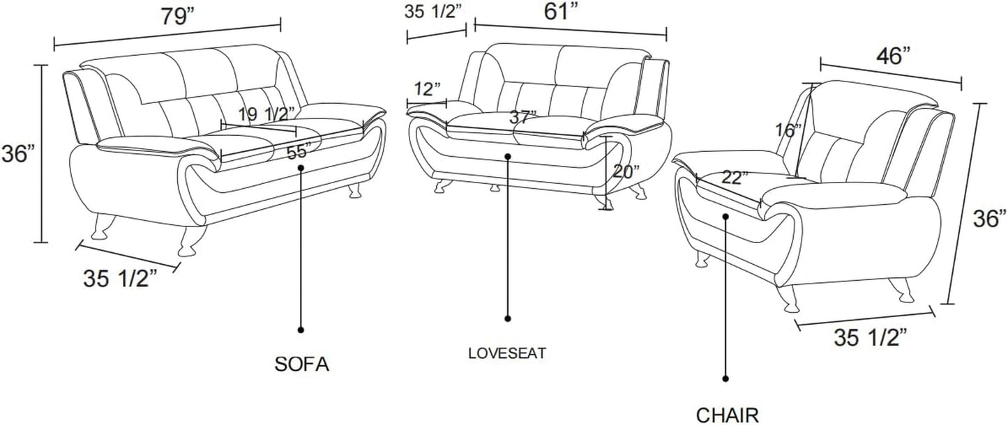 Leather Couches for Living Room, Living Room Couch Set, Sofa for Bedroom, Apartment, Living Room Furniture Sets (B-Leather Orange, Chair)-4