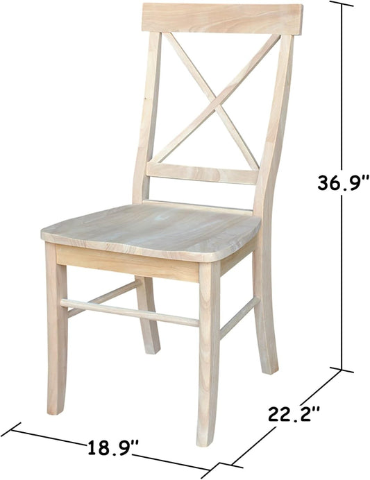 X-Back Dining Chairs Set of 2 Solid Parawood, Upgrade Your Dining Room with Stylish and Comfortable Chairs, Paint or Stain in Any Color, 18.9"W X 22.2"D X 36.9"H, Unfinished-1