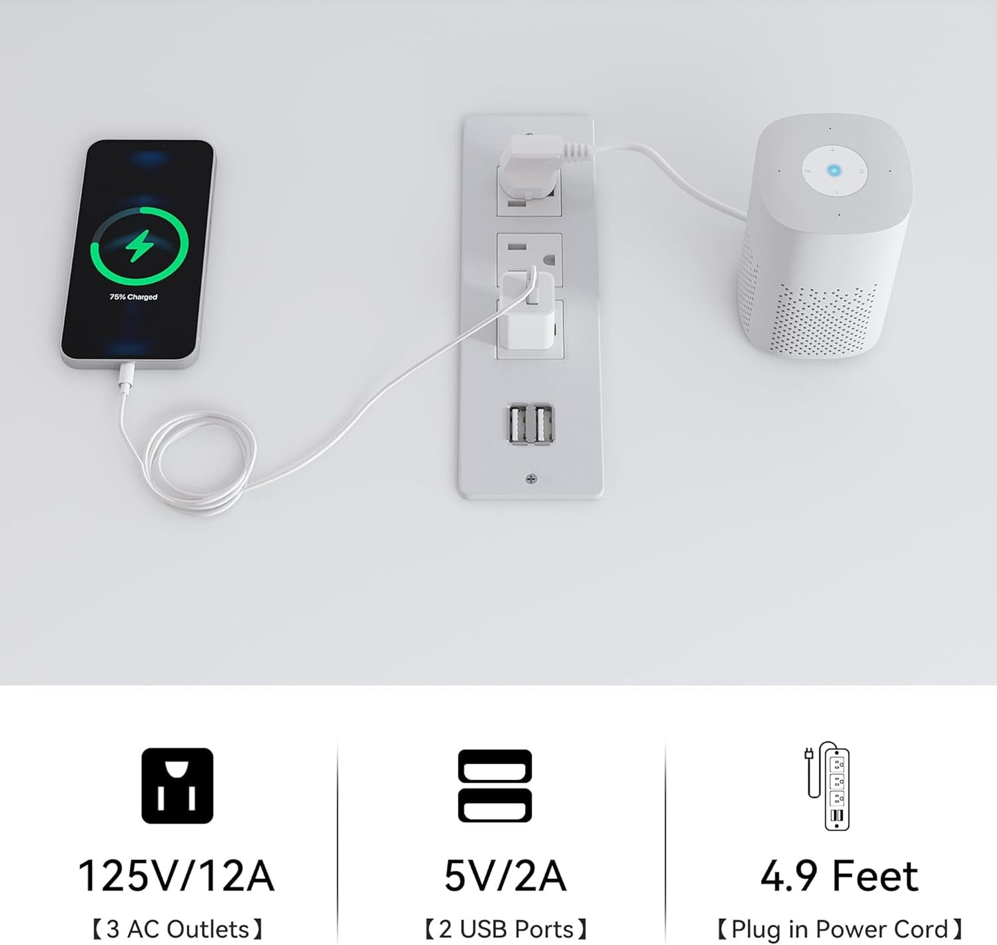 6-Drawer Dresser with Built-In Power Outlet, Wood Dresser TV Stand with 6 Large Drawers and Bar Handles, White Dresser Chest of Drawers for Living Room, Hallway, Entryway-4