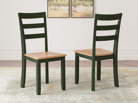 Gesthaven Modern Indoor Armless Dining Chair, Set of 2, Green & Light Brown-1