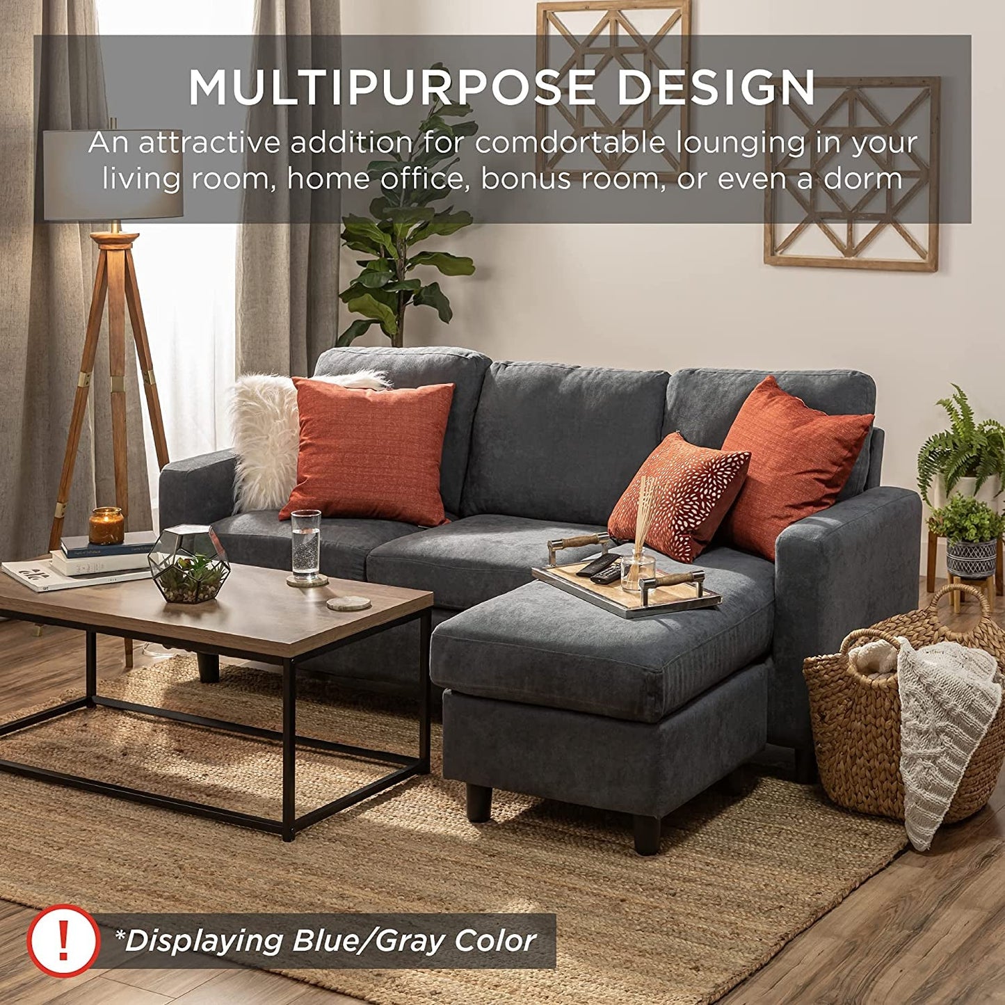 Compact Beige Linen Sectional Sofa with Chaise Lounge-4