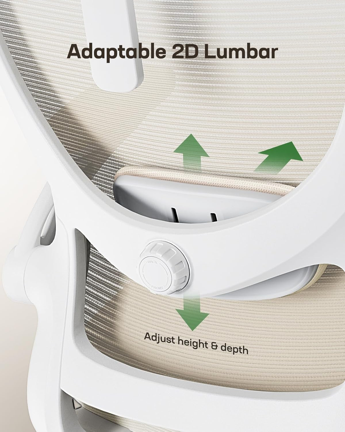Ergonomic Office Chair: Office Computer Desk Chair with High Back Mesh and Adjustable Lumbar Support Rolling Work Swivel Task Chairs with Wheel 3D Armrests and Headrest (White)-3