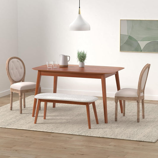 French Country Dining Chairs Set of 4, Vintage Louis Chairs with Curved Backrest and Beautifully Carved Solid Wood Frame, Farmhouse Dining Chairs for Living Room, Kitchen, Restaurant-1