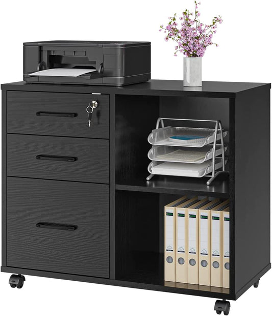 Mobile File Cabinet with Open Storage Shelf-1