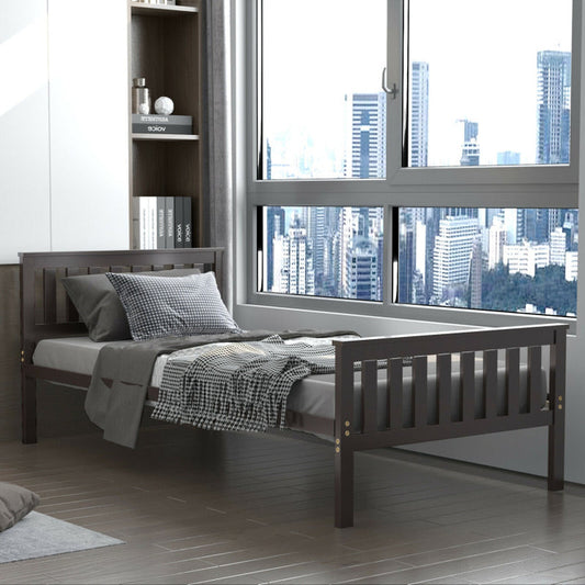 Twin/Full/Queen Size Wood Platform Bed with Headboard-1