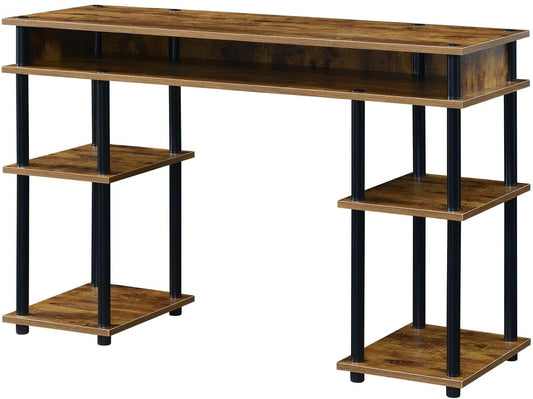 Barnwood/Black Student Desk with Shelves, No Tools-1