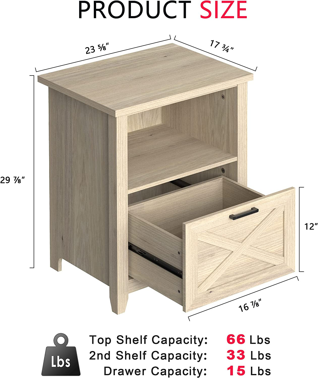 Beige Wood Nightstand with Storage Drawer and Cubby-3