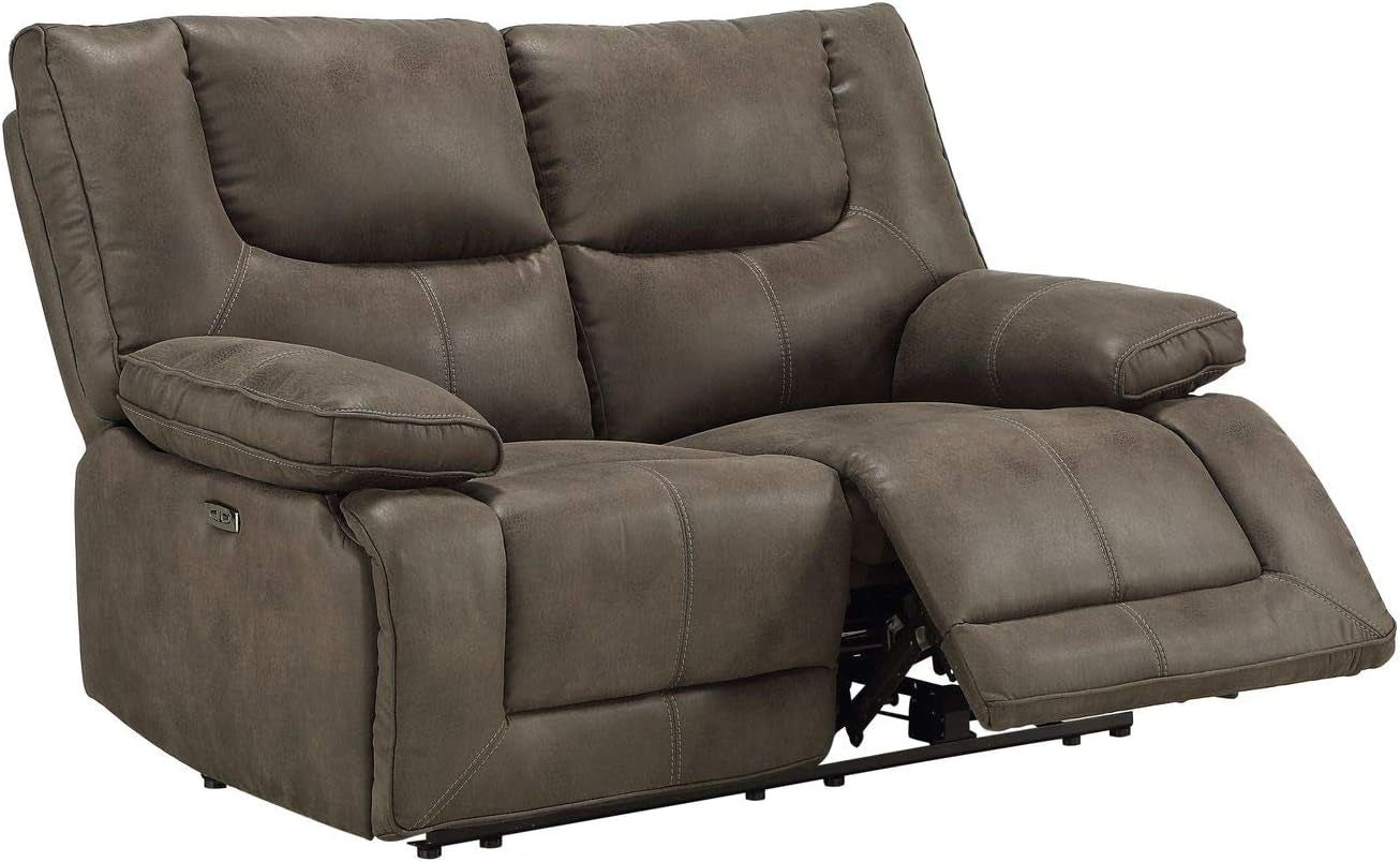 Gray Leather Reclining Loveseat with USB Charging rana-4
