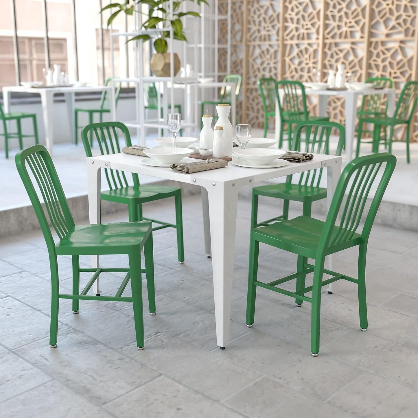 Gael Commercial Grade 2 Pack Green Metal Indoor-Outdoor Chair-1
