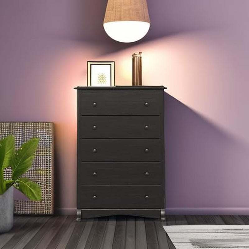 Sonoma Traditional 5-Drawer Tall Dresser for Bedroom, Functional Bedroom Dresser Chest of Drawers 17.75" D X 31.5" W X 44.75" H, Washed Black-4
