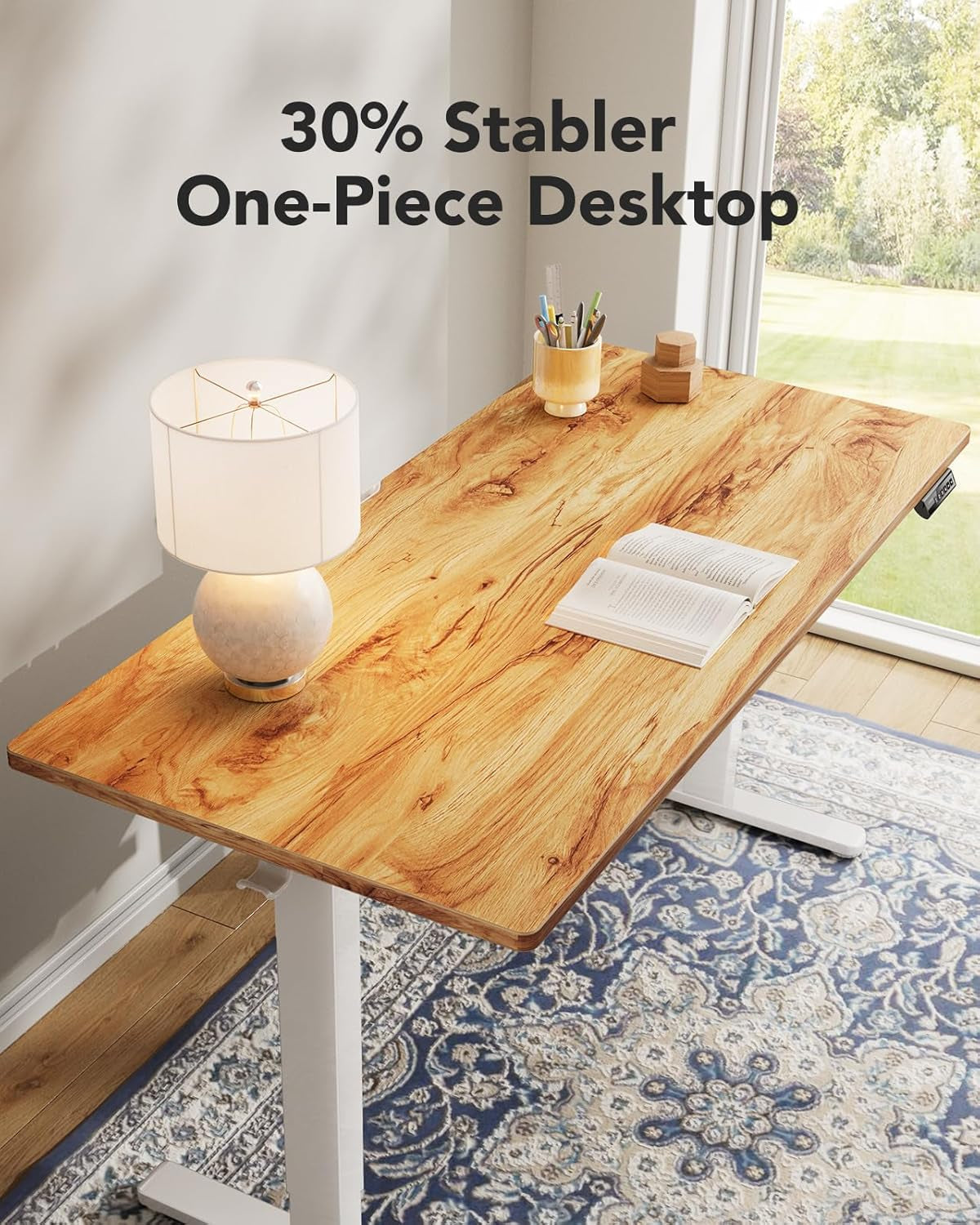 Electric Standing Desk, 48" X 24" Whole Piece Desktop, Adjustable Height Computer Desk, 4 Height Memory Settings, Sit Stand up Desk for Home Office, Light Vintage-3