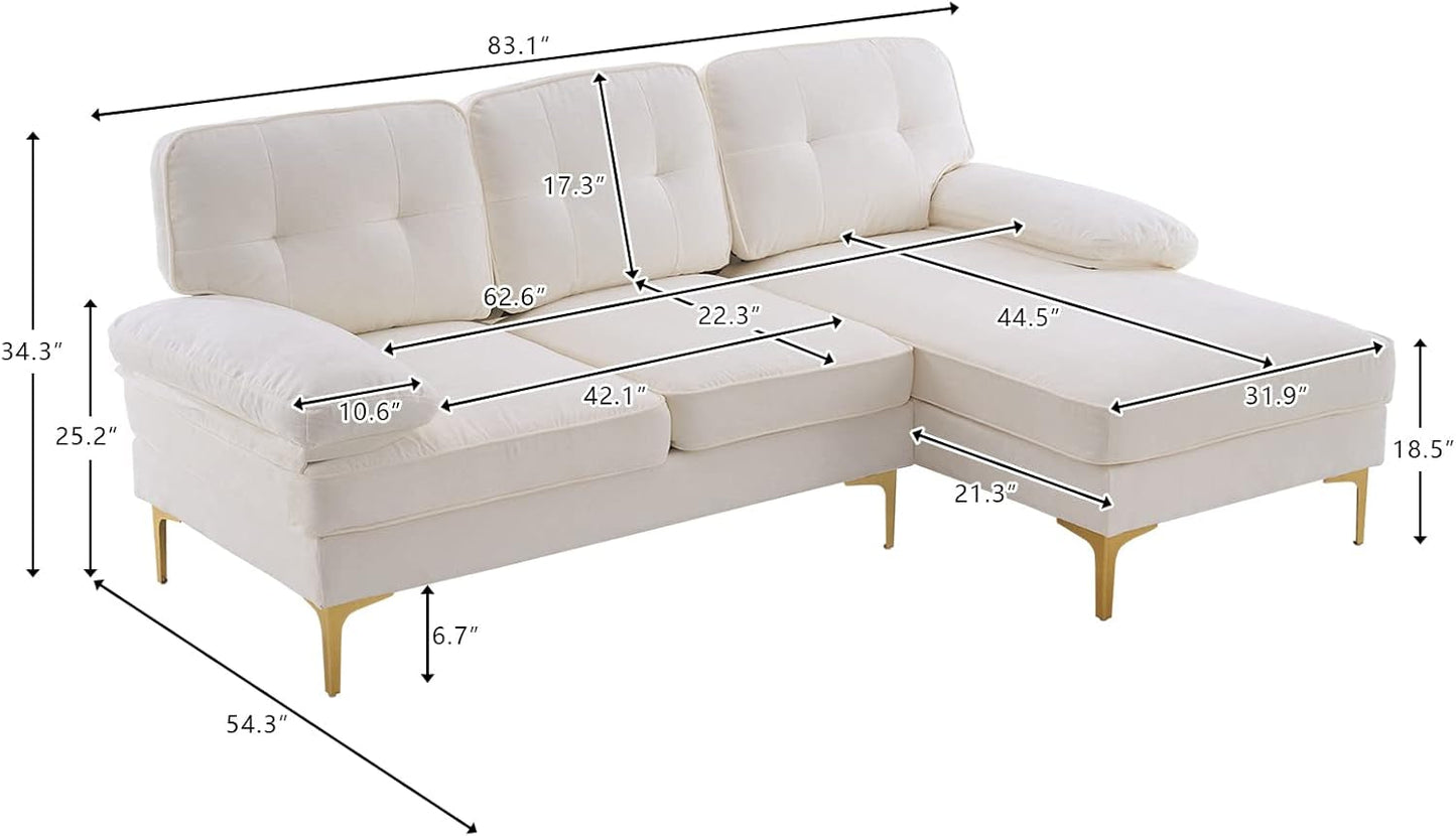 Creamy White 83" L-Shape Chenille Sectional-1