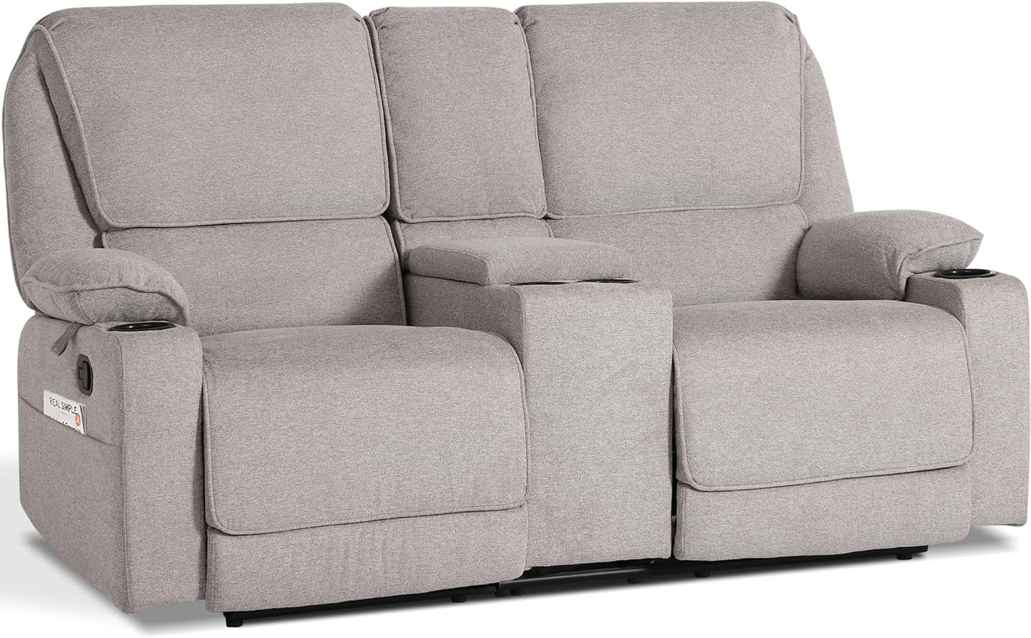 67.9" RV Loveseat Recliner Double Recliner RV Sofa, Wall Hugger Reclining RV, Manual Reclining Sofa, RV Theater Seats, Home Theater Seating, RV Theater Seating, RV Furniture, Light Gray-0