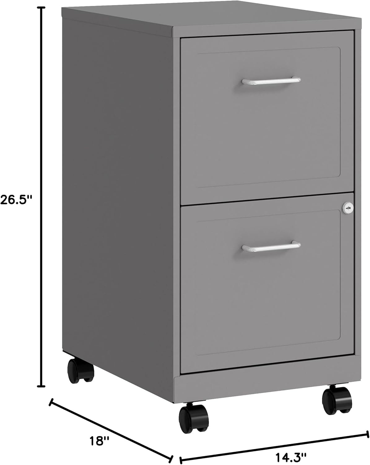 LYS Chrome Pull F/F Mobile File Cabinet, Silver-1