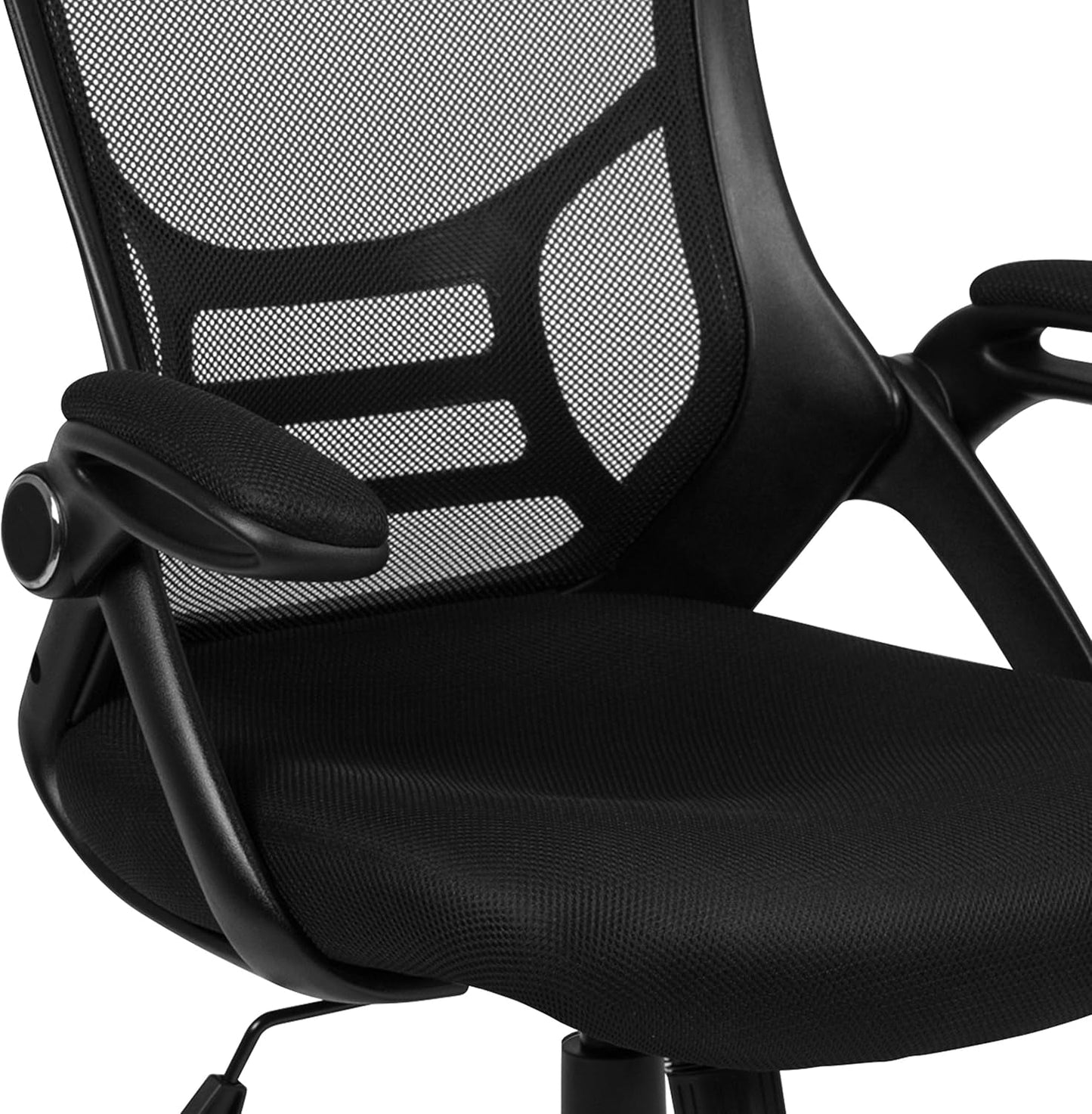 Porter High Back Black Mesh Ergonomic Swivel Office Chair with Black Frame and Flip-Up Arms-1