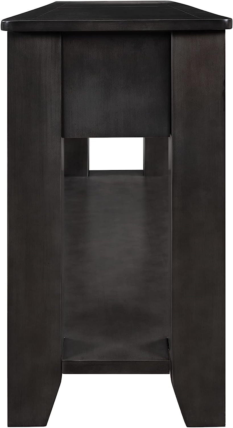 Black Console Table with Drawers and Shelf-4
