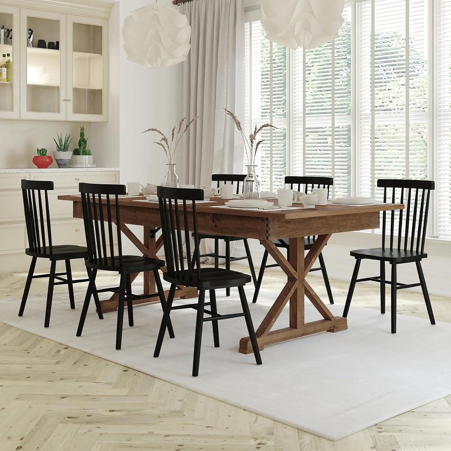 Elora Folding Farmhouse Dining Room Table with Crisscross Legs, Commercial Grade Rectangular Solid Pine Farm Table for 8, 7' X 40", Antique Rustic-0