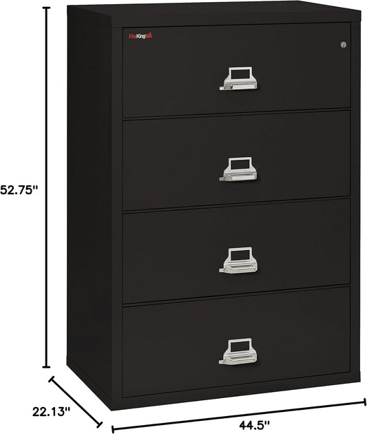 Lateral 4 Drawer Legal and Letter Fire Safe File Cabinet with Key Lock, 1 Hour Fire Rated, UL Rated & Water Resistant Home Safe, Filing Cabinet, Made in the USA, Black-1