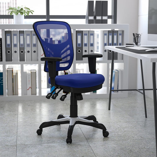 Nicholas Mid-Back Swivel Office and Gaming Chair, Ergonomic Mesh Office Chair with Adjustable Lumbar Support and Height, Blue-1