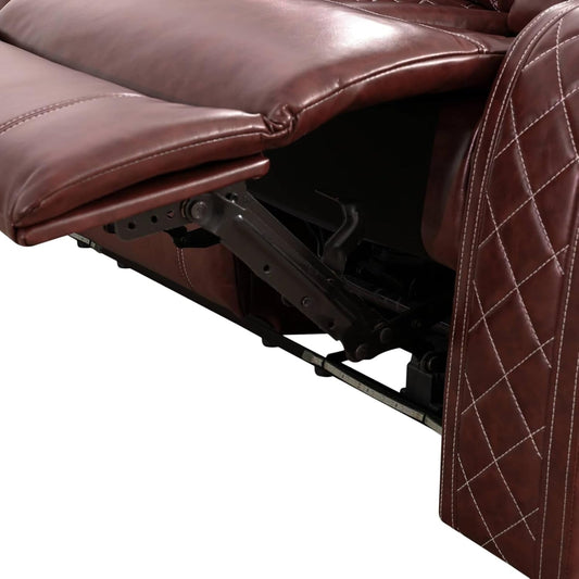 Leather Living Room Set, Power Recliner Sofa Set with LED Lights, Leather Recliner Sofa Set with USB Port/Storage Console/Cup Holders (Brown, 3PCS SOFA+LOVESEAT+CHAIR)-1