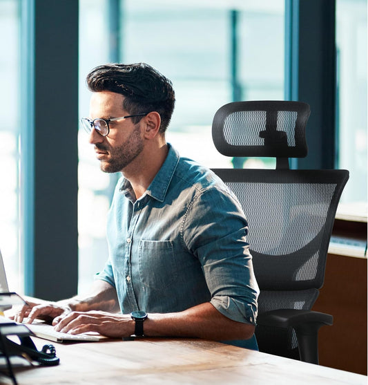 X1 High End Task Chair, Grey Flex Mesh with Headrest - Ergonomic Office Seat/Dynamic Variable Lumbar Support/Highly Adjustable/Relaxed Recline/Perfect for Office or Home Desk-1