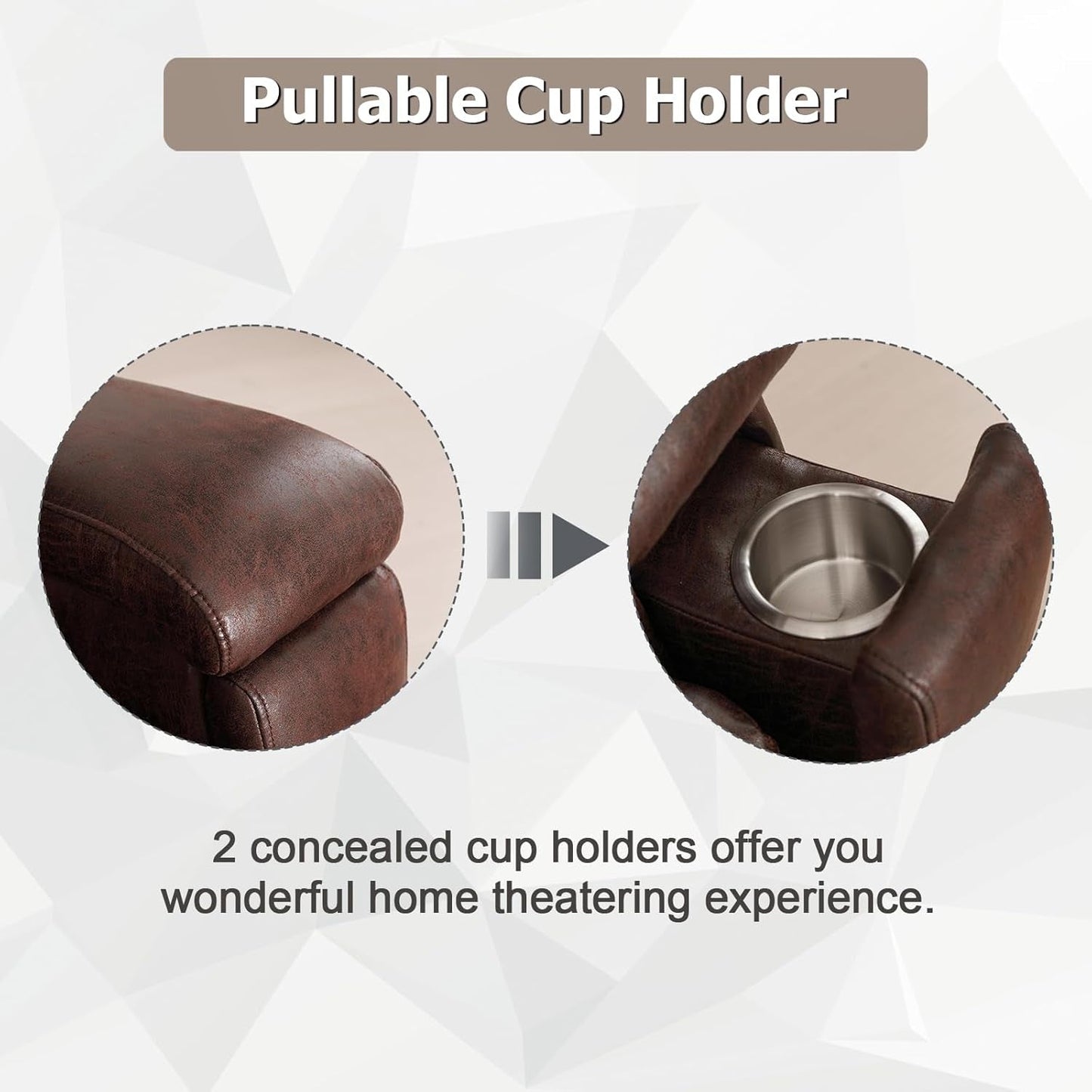 Leather Recliner Chair, Classic and Traditional Manual Recliner Chair with Overstuffed Arms and Back, Manual Single Sofa with Concealed Cup Holders,Red Brown-4