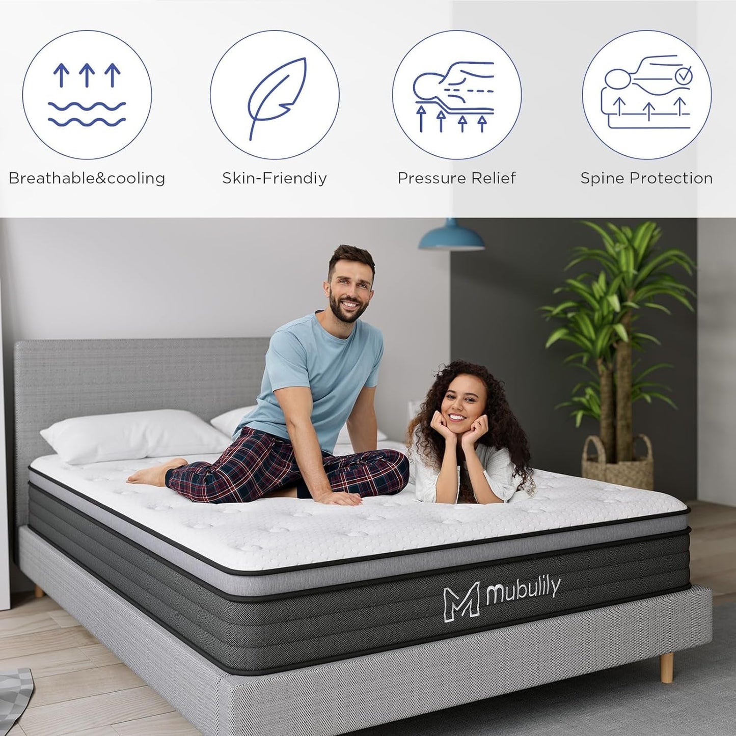 Full Hybrid Mattress, 8 Inch, Medium-Firm, Gel Memory Foam-3