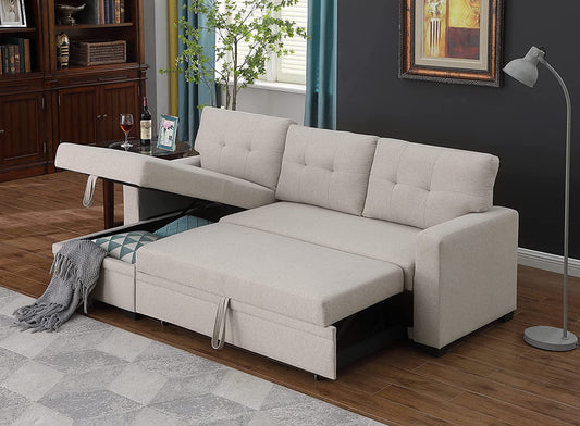 Maison 4-In-1 Convertible L Shaped Couch with Pull Out Bed and Storage, Sectional Sleeper Sofa with Reversible Chaise for Living Room, Apartment, Bedroom, Office-1