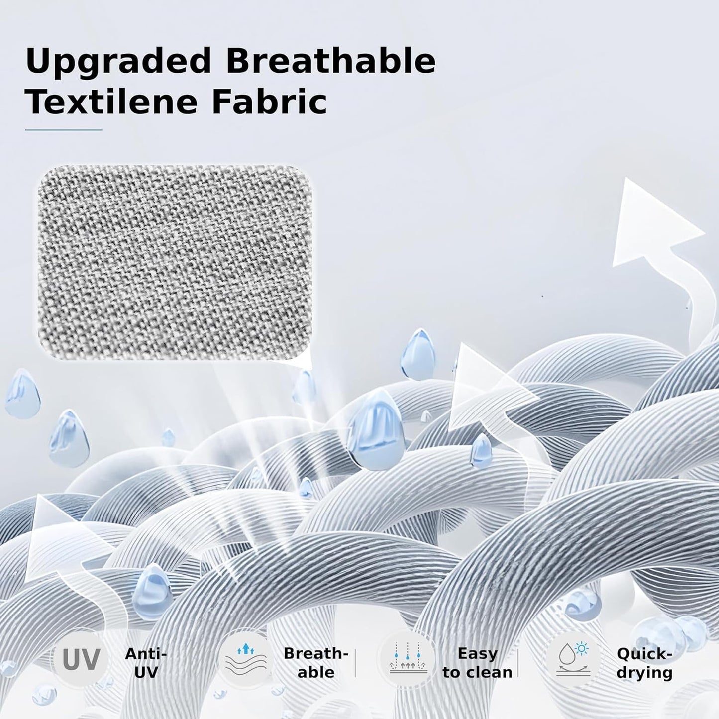 Patio Dining Set for 4, All Weather Outdoor Furniture Set with 4 Sling Swivel Chairs, 1 Square Metal Table, Light Grey Fabric-4