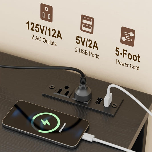 Dresser for Bedroom 10 Drawer Dresser TV Stand with Power Outlet, Entertainment Center Chest of Drawers for 55 Inch TV, Black Fabric Dresser for Bedroom Living Room Hallway Closets-1