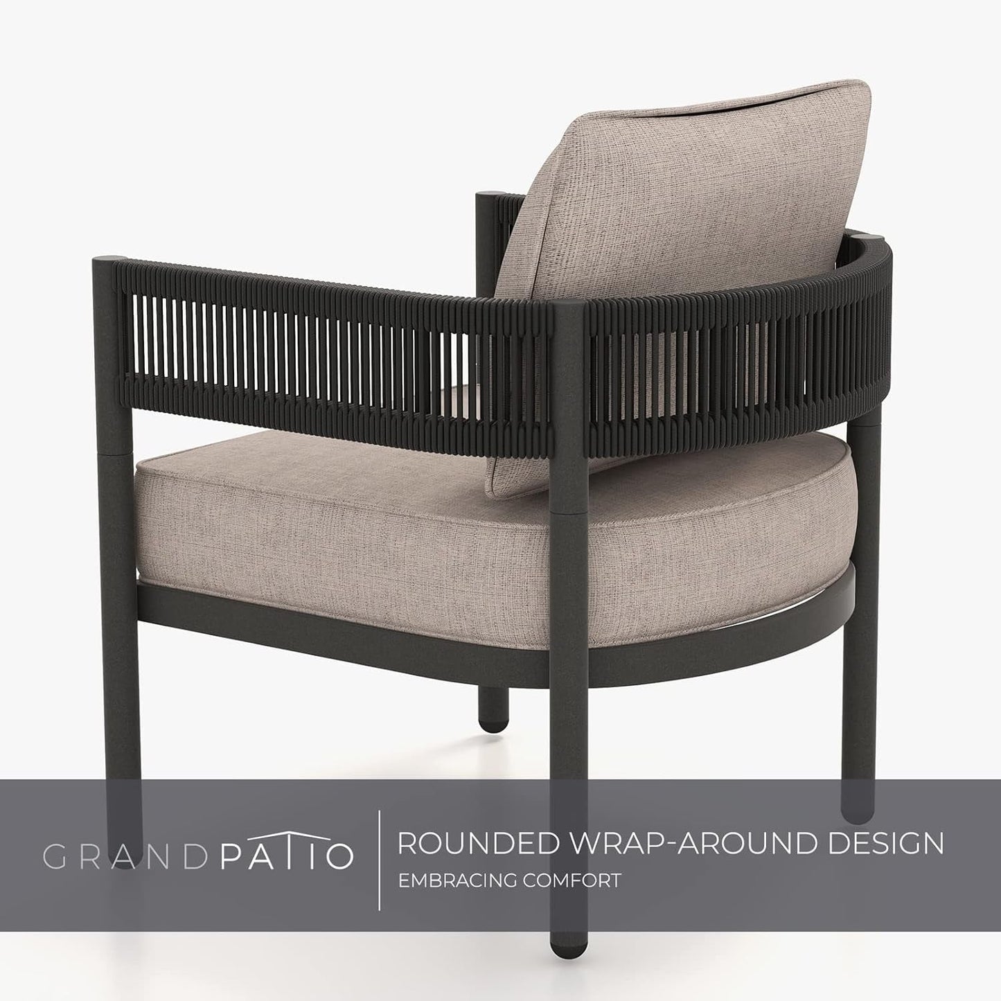 4-Piece Outdoor Conversation Set with 2 Single Chairs and 2 Patio Coffee Tables, Wicker Furniture Set-2