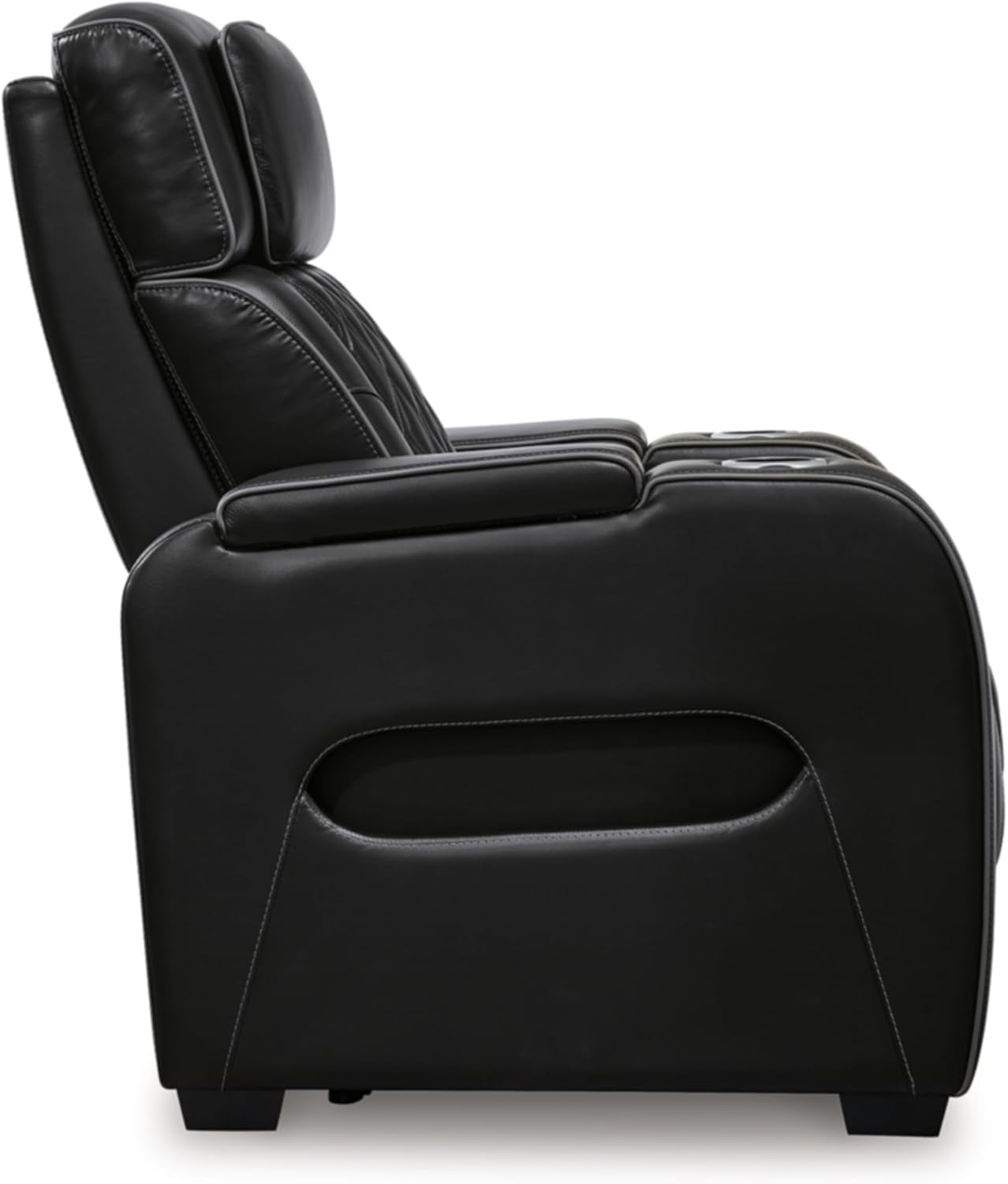 Boyington Contemporary Leather Match Power Recliner with Adjustable Headrest, Cup Holders, USB Port and Air Massage System, Black-4