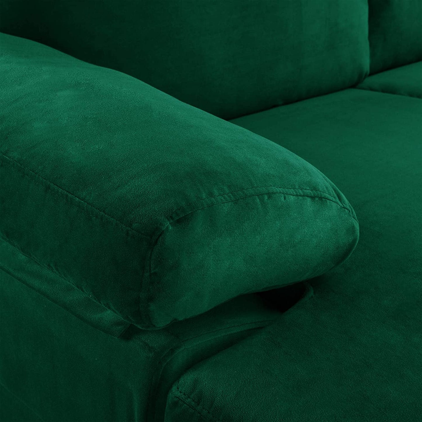 Large Green Velvet L-Shape Sectional Sofa-4