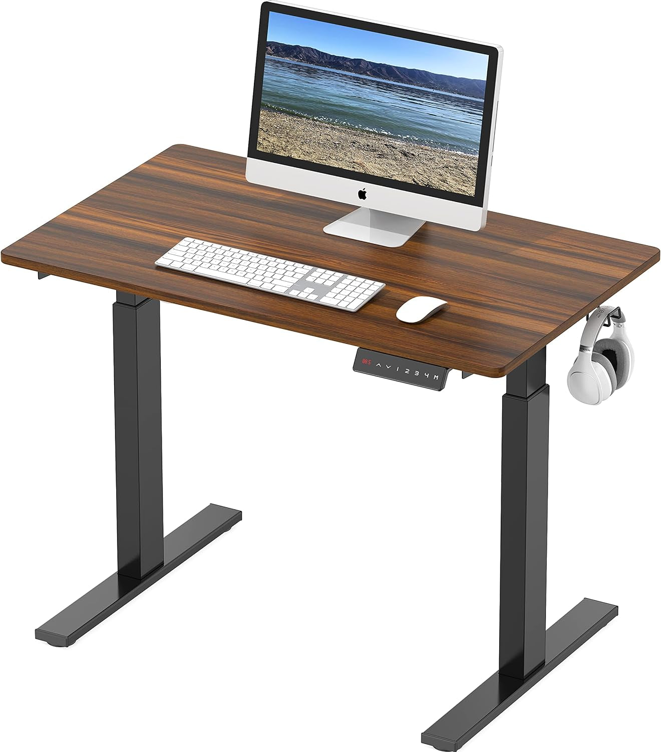 Electric Height Adjustable Standing Desk, 40 X 24 Inches, Walnut-0