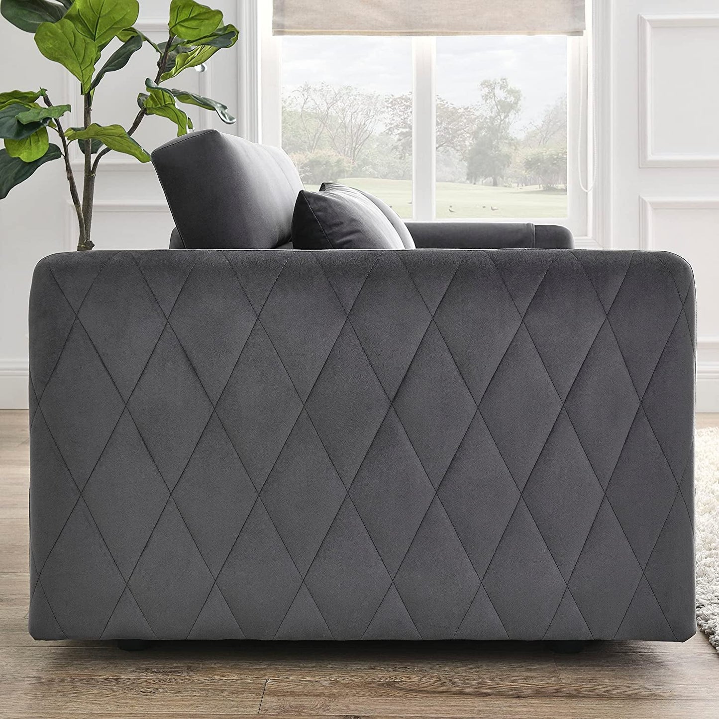 55″ Velvet Convertible Sofa Bed with Adjustable Backrest-4