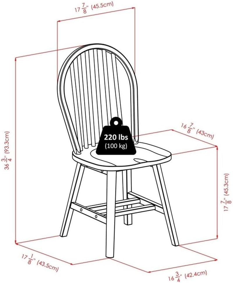 Windsor 2-Piece Chair Set, Solid Wood, Natural Finish-2
