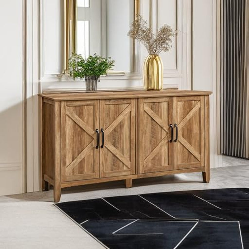 Rustic Walnut Buffet Cabinet with Adjustable Shelves-0