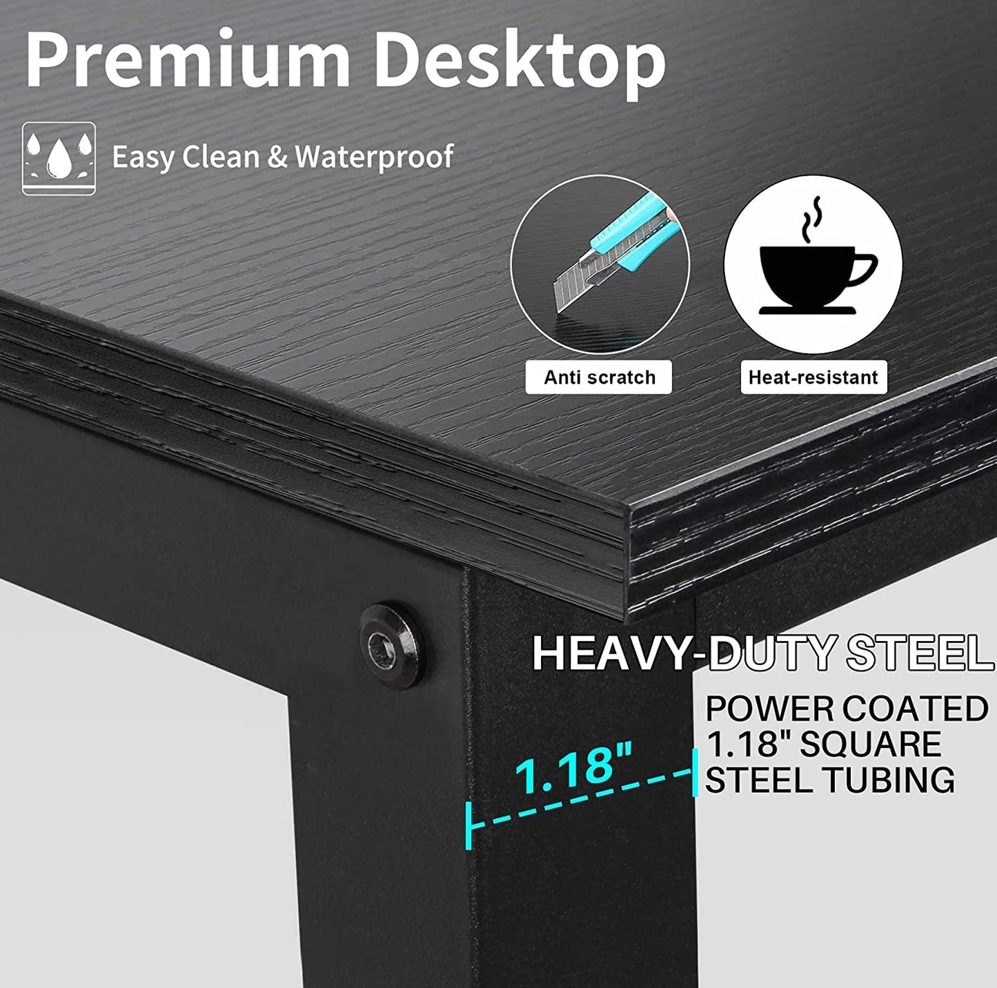 Black Computer Desk with Hutch and Bookshelf-2