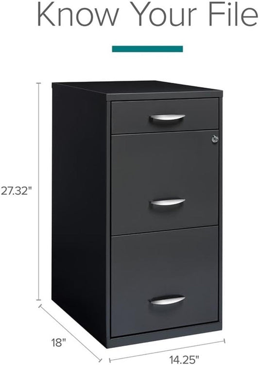 3 Drawers 27.32" Vertical Charcoal Metal Filing Cabinet Lockable Pre-Assembled Stationary Letter Size for Home, Office-1