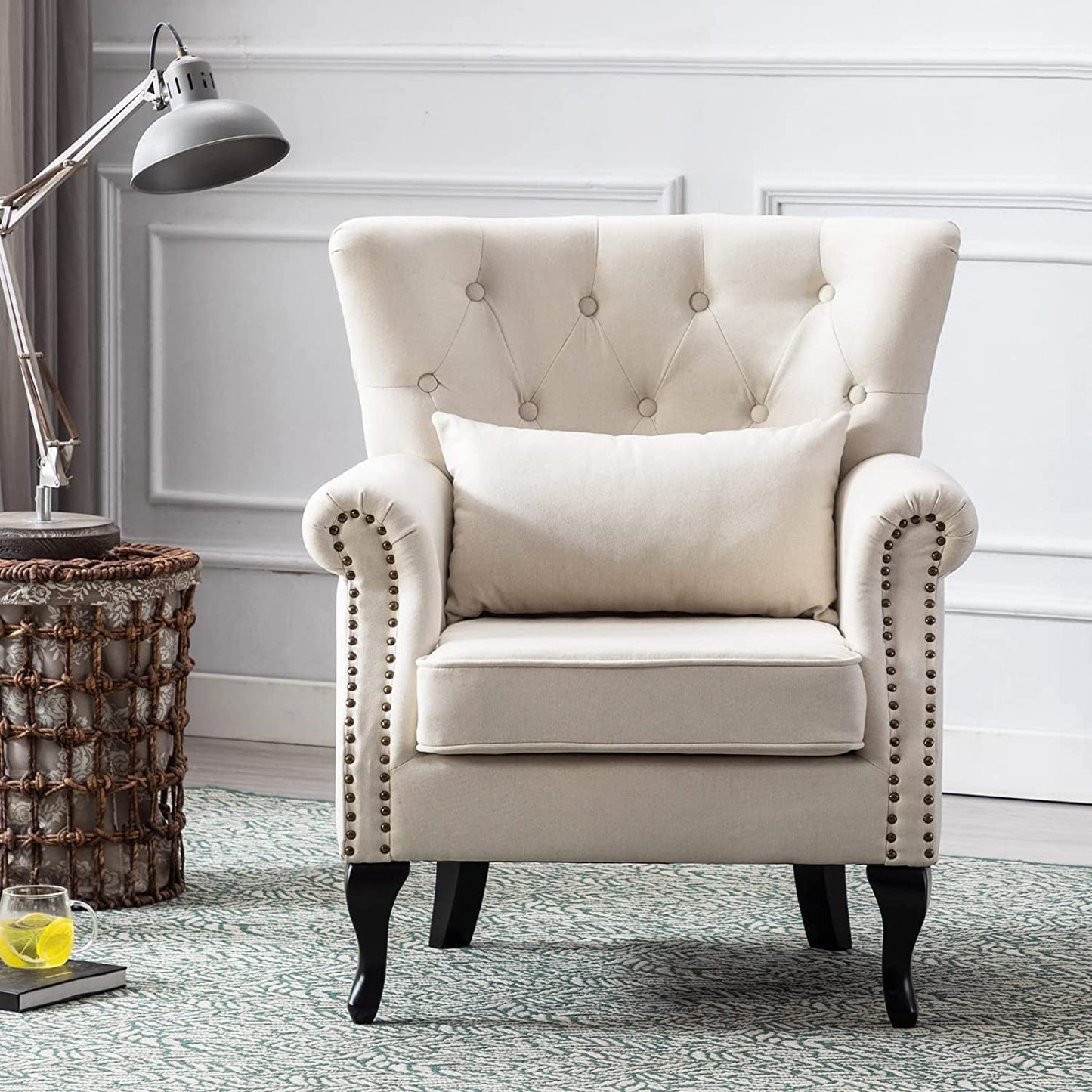 2 Comfy Mid-Century Modern Accent Chairs Set-0