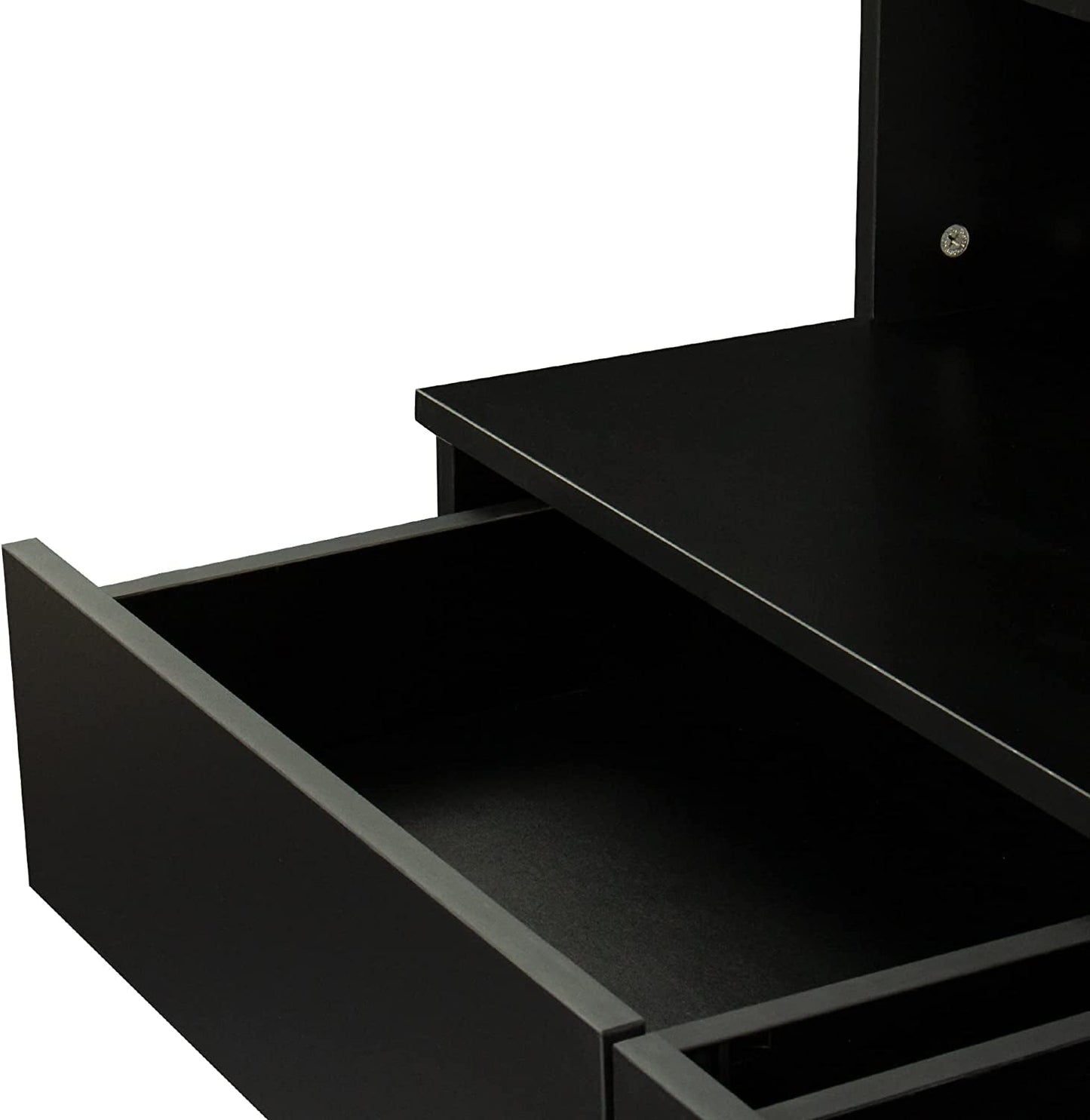 Large Vanity Set with 10 Lights Bulbs, 2 Drawers (Black)-3