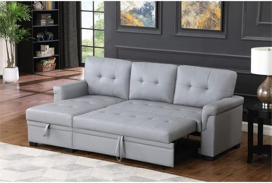 Modern Reversible Sleeper Sectional Sofa with Storage-1