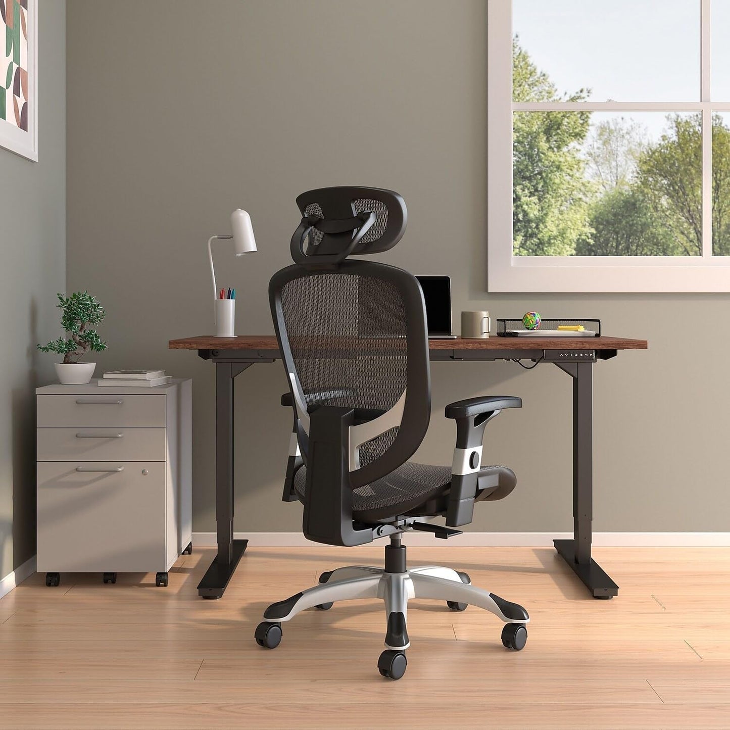 Hyken Chair: Ergonomic Mesh Swivel Task Chair. Adjustable Black Office Chair with Breathable Mesh and Good Lumbar, Arm and Head Support.-3