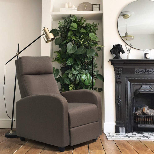 Brown Fabric Recliner Sofa with Thick Cushion-1