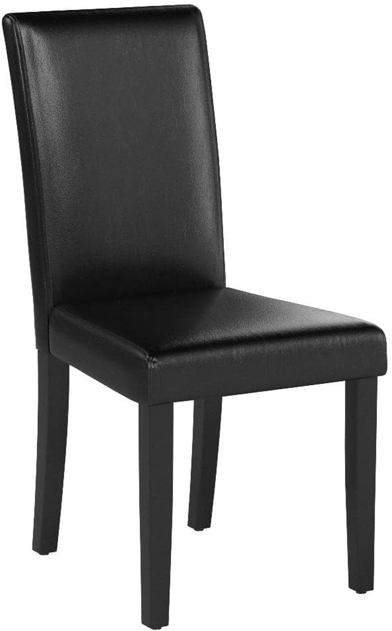 Dining Chair Set of 4 PU Leather Dining Room Chairs Upholstered Parsons Dining Chairs Modern Kitchen Armless Side Chair with Solid Wood Legs, Black-3