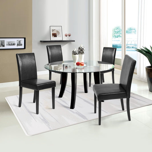 Dining Chairs Set of 4,Dining Room Chairs,Side PU Cushion Chairs with Waterproof Surface and Wood Legs,For Kitchen Restaurant and Living Room,Leather Black-1