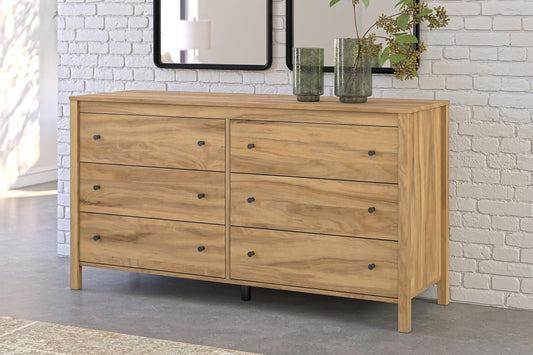 Bermacy Casual 6-Drawer Dresser with Safety Stop, Light Brown-1
