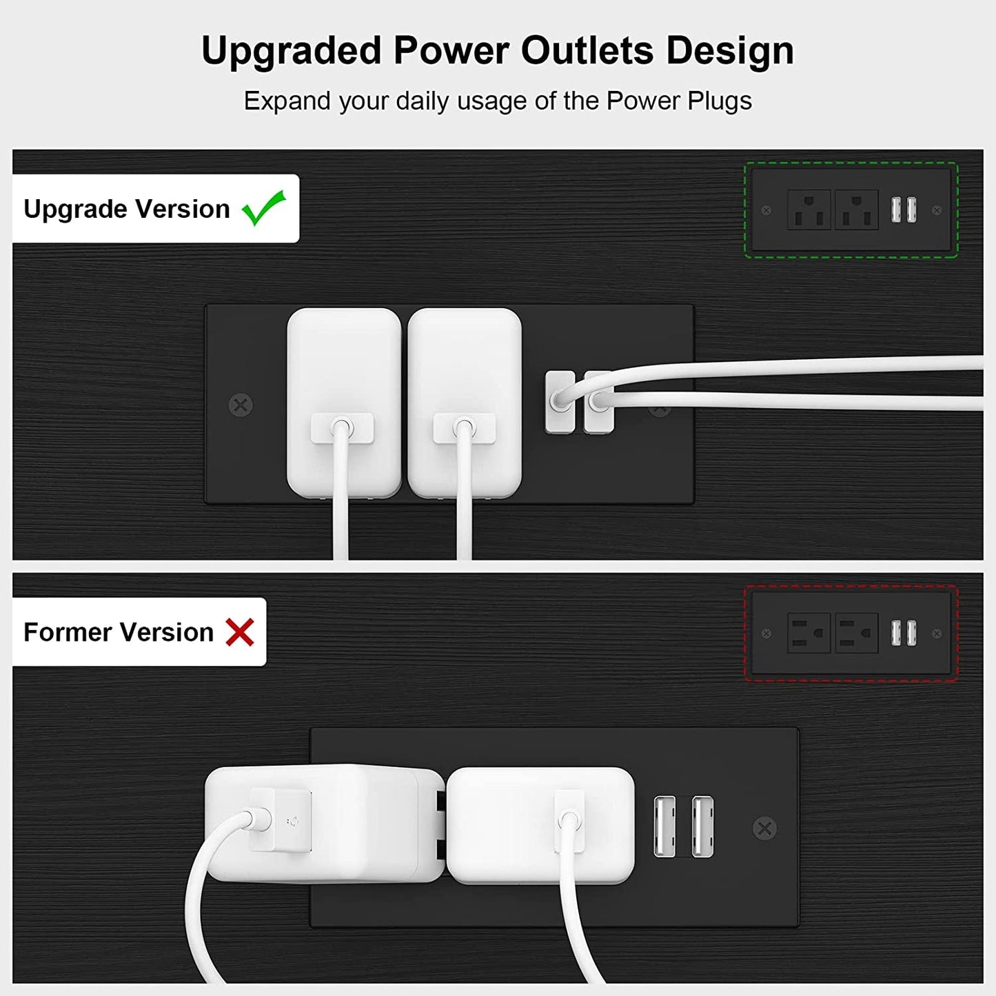 Black Console Table with Outlets and USB Ports-4