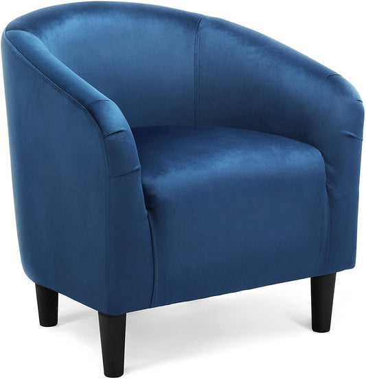 Pagoda Blue Velvet Club Chair with Armrests-1